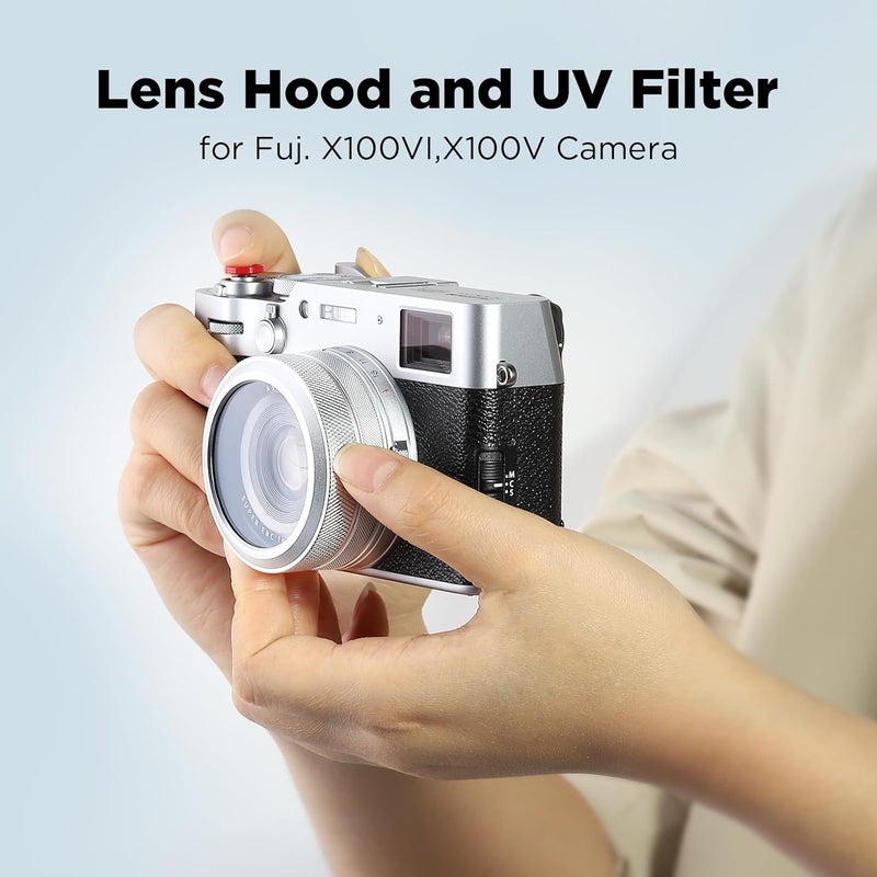 Haoge MC UV Camera Lens Protection Filter for Fujifilm X100VI Fuji X100V Camera Accessory with Integrated Adapter Ring Silver LUV-XVIS-Multi Waterproof Nano Coated HD Optical Glass - Image 2